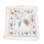 Chain-stitched cotton bedspread, 'Kashmir Blossoms' (twin) - Floral Chain-stitched Cotton Twin Bedspread Crafted in India
