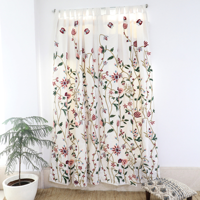 Best of Kashmir Old World Charm Crewel Handmade Crewel Embroidery Curtain  With Lining-Crewel Upholstery Fabric-Luxury French Country Curtain –  Kashmir Crewel Mart