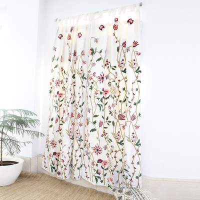 Best of Kashmir Old World Charm Crewel Handmade Crewel Embroidery Curtain  With Lining-Crewel Upholstery Fabric-Luxury French Country Curtain –  Kashmir Crewel Mart