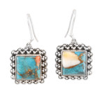 Sterling silver dangle earrings, 'Blue Memory' - Sterling Silver and Composite Turquoise Dangle Earrings