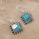 Sterling silver dangle earrings, 'Blue Memory' - Sterling Silver and Composite Turquoise Dangle Earrings