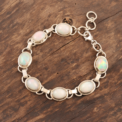Opal-Gliederarmband - Gliederarmband aus Sterlingsilber und Opal aus Indien