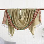100% silk shawl, 'Olive Blush' - Olive Striped Shawl Hand-woven from 100% Silk in India