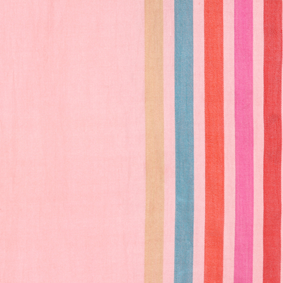 Silk shawl, 'Petal Pink Charm' - Indian Handloomed Striped Silk Shawl in Pink