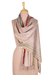 Silk shawl, 'Bisque Charm' - Indian Handloomed Striped Silk Shawl in Bisque