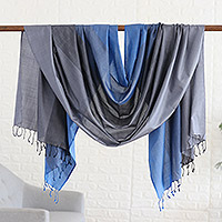 100% silk shawl, 'Stylish Delight' - Multicolored Striped Shawl Hand-woven from 100% Silk