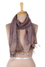 100% silk scarf, 'Appealing Style' - 100% Silk Grey and Brown Scarf Hand-woven in India