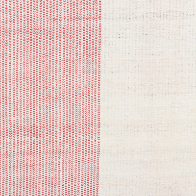 Überwurfdecke aus Seide - Überwurfdecke aus 100 % Seide in Rot, Elfenbein und Beige, handgewebt in Indien