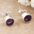 Amethyst stud earrings, 'Essence of Glamour' - Classic Amethyst Stud Earrings in Sterling Silver