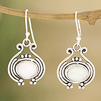 Opal dangle earrings, 'Opal Opulence' - Sterling Silver Dangle Earrings with Opal Stones from India