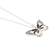 Halskette mit Anhänger aus Sterlingsilber - Schwarz-weiße Halskette mit Schmetterlingsanhänger aus Sterlingsilber