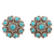 Sterling silver button earrings, 'Charming Mysticism' - Reconstituted Turquoise and Sterling Silver Button Earrings thumbail
