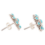 Sterling silver button earrings, 'Charming Mysticism' - Reconstituted Turquoise and Sterling Silver Button Earrings