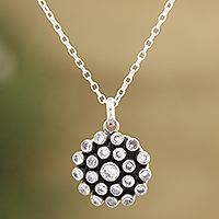 Cubic zirconia pendant necklace, 'Precious Clarity' - Cubic Zirconia and Sterling Silver Pendant Necklace