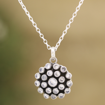 Cubic Zirconia and Sterling Silver Pendant Necklace - Precious Clarity |  NOVICA