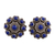 Lapis lazuli button earrings, 'Charming Truth' - Lapis Lazuli and Sterling Silver Button Earrings thumbail