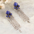 Lapis lazuli waterfall earrings, 'Wisdom Rain' - Sterling Silver and Lapis Lazuli Waterfall Earrings (image 2) thumbail