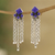 Lapis lazuli waterfall earrings, 'Wisdom Rain' - Sterling Silver and Lapis Lazuli Waterfall Earrings (image 2b) thumbail