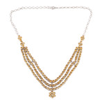 Rhodium-plated citrine pendant necklace, 'Yellow Queen' - Rhodium-Plated Citrine Pendant Necklace from India