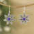 Lapis lazuli dangle earrings, 'Royal Leafy Blossom' - Sterling Silver Dangle Earrings with Lapis Lazuli Stones