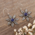 Lapis lazuli dangle earrings, 'Royal Leafy Blossom' - Sterling Silver Dangle Earrings with Lapis Lazuli Stones