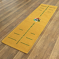 Embroidered yoga mat, 'Comfort in Marigold' - Embroidered Cotton Yoga Mat in Marigold Crafted in India