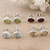 Gemstone stud earrings, 'All for One' (set of 4) - Set of 4 Gemstone and Sterling Silver Stud Earrings (image 2) thumbail