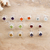 Gemstone stud earrings, 'One for All' (set of 7) - Set of 7 Gemstone and Sterling Silver Stud Earrings