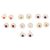 Gemstone stud earrings, 'One for All' (set of 7) - Set of 7 Gemstone and Sterling Silver Stud Earrings