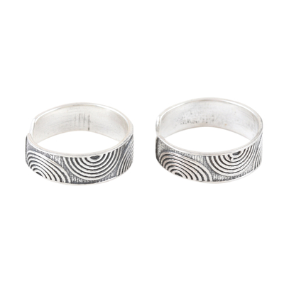 Sterling silver toe rings, 'Hypnotic Style' (pair) - Set of 2 Bohemian Style Sterling Silver Toe Rings from India