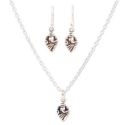 Earrings and Pendant Necklace Sterling Silver Jewelry Set