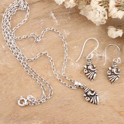 Conjunto de joyas de plata esterlina - Juego de joyas de plata esterlina con collar y aretes