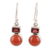 Garnet and carnelian dangle earrings, 'Red Alliance' - Garnet and Carnelian Dangle Earrings from India