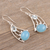 Blue topaz and chalcedony dangle earrings, 'Blue Glare' - Blue Topaz and Chalcedony Dangle Earrings from India