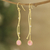 Gold-plated rhodochrosite dangle earrings, 'Sway in Style' - 18k Gold-plated Rhodochrosite Dangle Earrings from India (image 2) thumbail