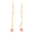 Gold-plated rhodochrosite dangle earrings, 'Sway in Style' - 18k Gold-plated Rhodochrosite Dangle Earrings from India thumbail