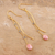 Gold-plated rhodochrosite dangle earrings, 'Sway in Style' - 18k Gold-plated Rhodochrosite Dangle Earrings from India (image 2b) thumbail
