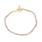 Gold-plated labradorite beaded bracelet, 'Evening Shimmer' - 18k Gold-plated Labradorite Beaded Bracelet Crafted in India