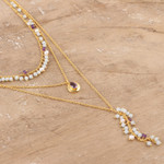 Gold-plated multi-gemstone pendant necklace, 'Classical Beauty' - 18k Gold-plated Multi-gemstone Pendant Necklace from India