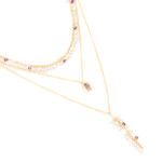 Gold-plated multi-gemstone pendant necklace, 'Classical Beauty' - 18k Gold-plated Multi-gemstone Pendant Necklace from India