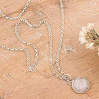 Rainbow moonstone pendant necklace, 'Exquisite Moon' - Rainbow Moonstone & Sterling Silver Pendant Necklace