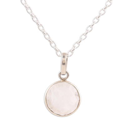 Rainbow moonstone pendant necklace, 'Exquisite Moon' - Rainbow Moonstone & Sterling Silver Pendant Necklace