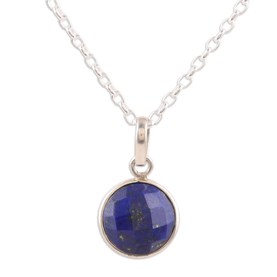 Lapis Lazuli & Sterling Silver Pendant Necklace from India