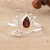 Garnet wrap ring, 'Radiant Lotus' - Garnet and Sterling Silver Lotus Wrap Ring from India (image 2) thumbail