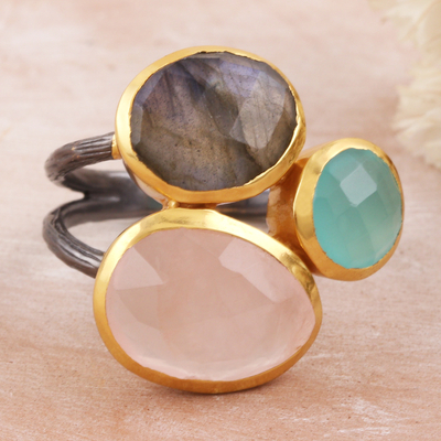 Semi precious stone floral ring – Meralda Jewels