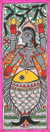 Madhubani painting, 'Lord Matsya Vishnu' - Matsya Madhubani Painting in colourful Palette from India
