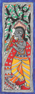 pintura madhubani - Pintura colorida Madhubani firmada de Krishna