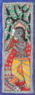 Madhubani painting, 'Majestic Krishna' - Signed colourful Madhubani Painting of Krishna