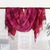Tie-dyed wool shawl, 'Fuchsia Calm' - Shibori Tye-Dye Wool Fuchsia Shawl with Fringes (image 2) thumbail