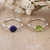 Lapis lazuli and peridot solitaire rings, 'Luminous Alliance' (pair) - Pair of Lapis Lazuli and Peridot Solitaire Rings from India